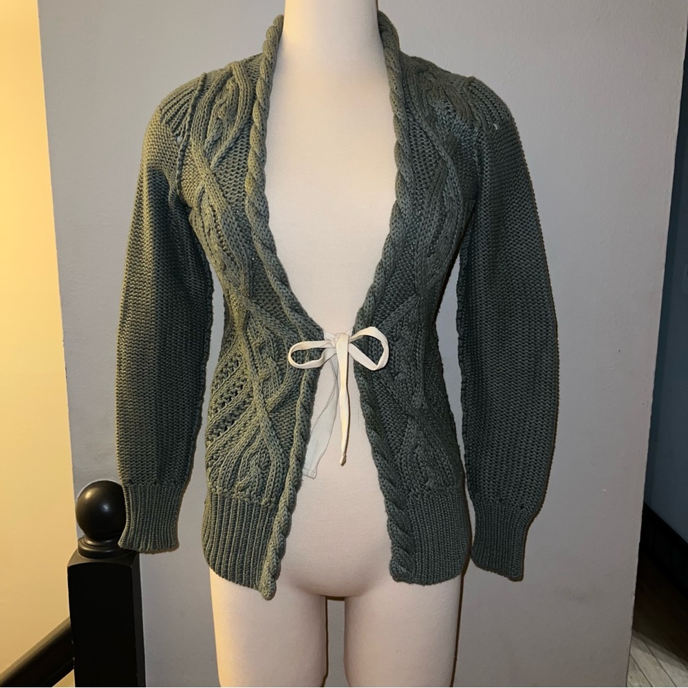 Banana Republic Chunky Sage Green Cable Knit Cardigan - Size XS